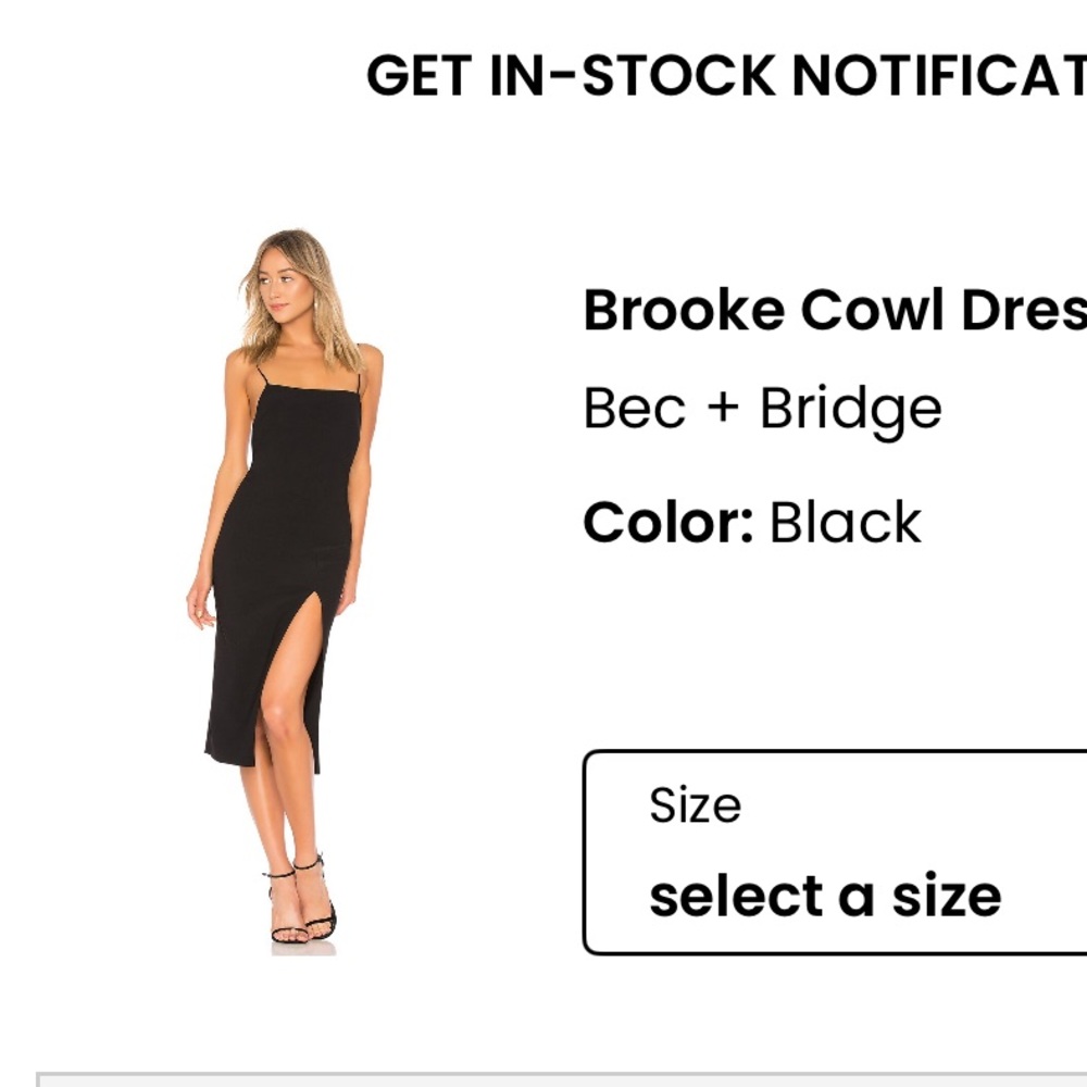 Bec + Bridge Black Sheath Midi Dress with Cowl Neck